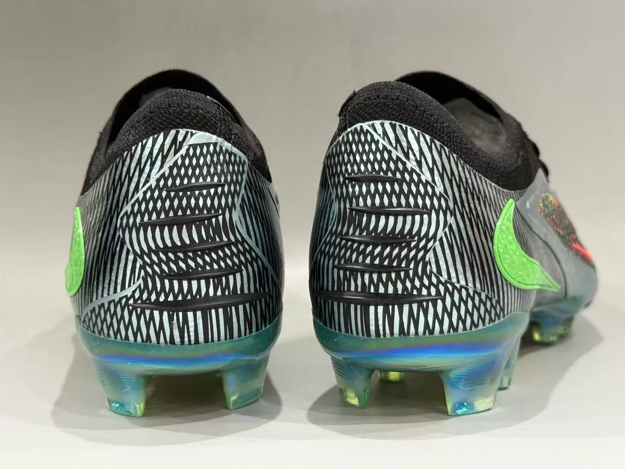 Nike Multicolor Black Flyknit Upper Iridescent Holographic Sole Firm-Ground Soccer Shoes 2