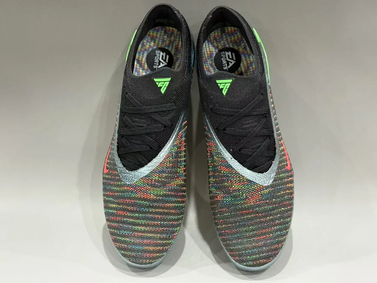 Nike Multicolor Black Flyknit Upper Iridescent Holographic Sole Firm-Ground Soccer Shoes 6