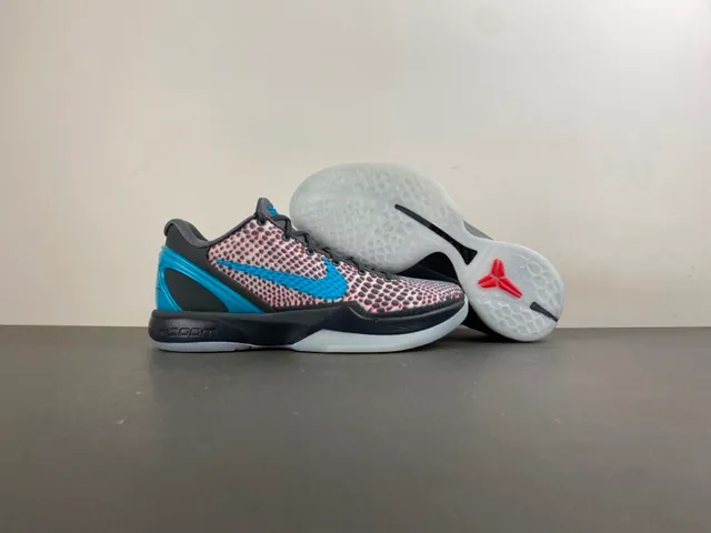 Nike Multicolor Blue Perforated Dot-Grid Knit Upper Cyan Swoosh And Heel Accent Basketball Shoes 13