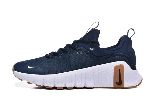 Nike Navy White Knit Upper Sculpted Ridged Midsole Lifestyle Sneakers 6