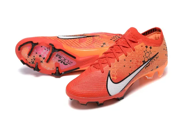 Nike Orange Black Knit Upper Dynamic Fit Collar Firm-Ground Soccer Shoes 7