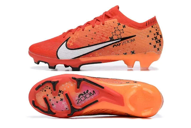 Nike Orange Black Knit Upper Dynamic Fit Collar Firm-Ground Soccer Shoes 9