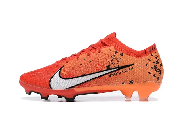 Nike Orange Black Knit Upper Dynamic Fit Collar Firm-Ground Soccer Shoes 10