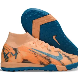Nike Orange Blue Knit Upper Sock-Fit Collar Turf Soccer Shoes