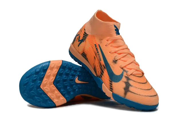 Nike chaussures de football sur gazon orange et bleu upper en knit col sock-fit 2