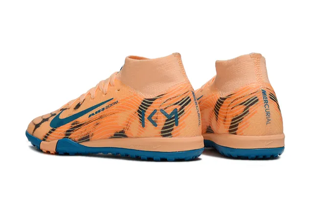 Nike chaussures de football sur gazon orange et bleu upper en knit col sock-fit 4
