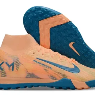 Nike Orange Blue Knit Upper Sock-Fit Collar Turf Soccer Shoes