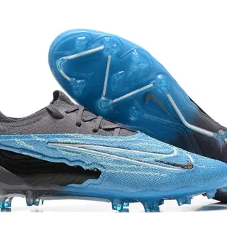 Nike Phantom GT Blue Black Textured Knit Upper Asymmetrical Lacing Firm-Ground Soccer Shoes