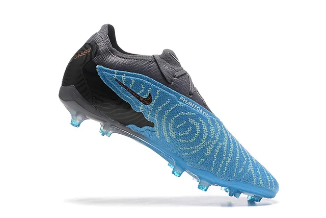 Nike Phantom GT Blue Black Textured Knit Upper Asymmetrical Lacing Firm-Ground Soccer Shoes 3
