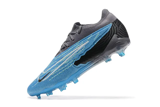 Nike Phantom GT Blue Black Textured Knit Upper Asymmetrical Lacing Firm-Ground Soccer Shoes 4