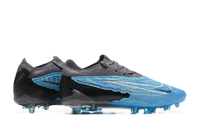 Nike Phantom GT Blue Black Textured Knit Upper Asymmetrical Lacing Firm-Ground Soccer Shoes 5