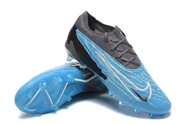Nike Phantom GT Blue Black Textured Knit Upper Asymmetrical Lacing Firm-Ground Soccer Shoes 6