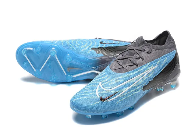 Nike Phantom GT Blue Black Textured Knit Upper Asymmetrical Lacing Firm-Ground Soccer Shoes 7