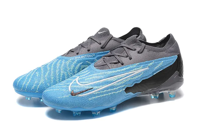 Nike Phantom GT Blue Black Textured Knit Upper Asymmetrical Lacing Firm-Ground Soccer Shoes 8