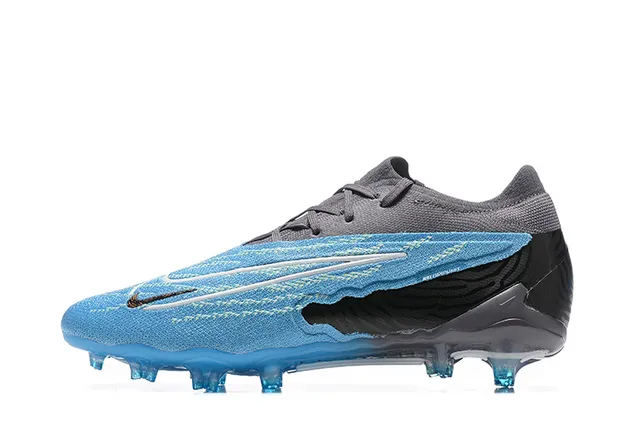 Nike Phantom GT Blue Black Textured Knit Upper Asymmetrical Lacing Firm-Ground Soccer Shoes 10