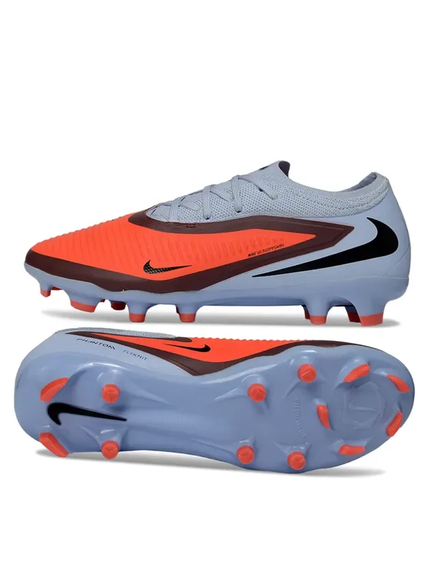 Nike Phantom GT Chaussures de football bleu orange low-cut à empeigne en maille et crampons pour sol ferme 2