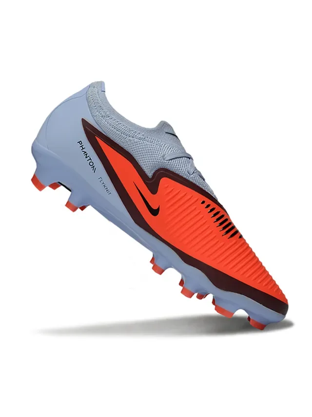 Nike Phantom GT Chaussures de football bleu orange low-cut à empeigne en maille et crampons pour sol ferme 3