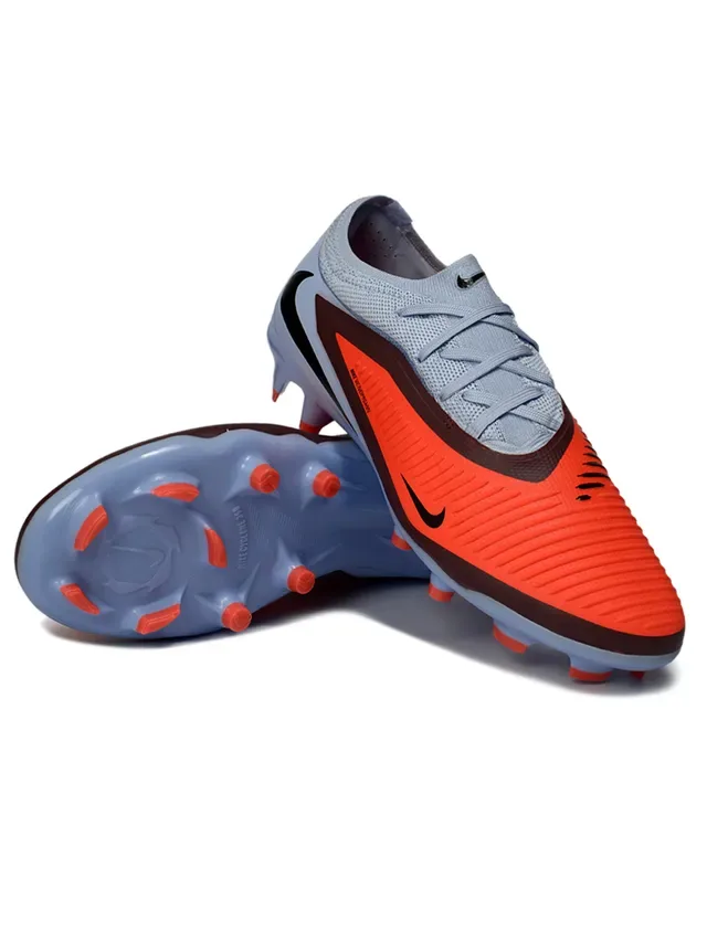 Nike Phantom GT Chaussures de football bleu orange low-cut à empeigne en maille et crampons pour sol ferme 5