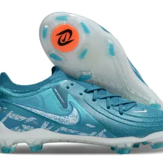 Nike Phantom GT Blue Transparent Knit Upper Asymmetric Lacing Firm-Ground Soccer Shoes