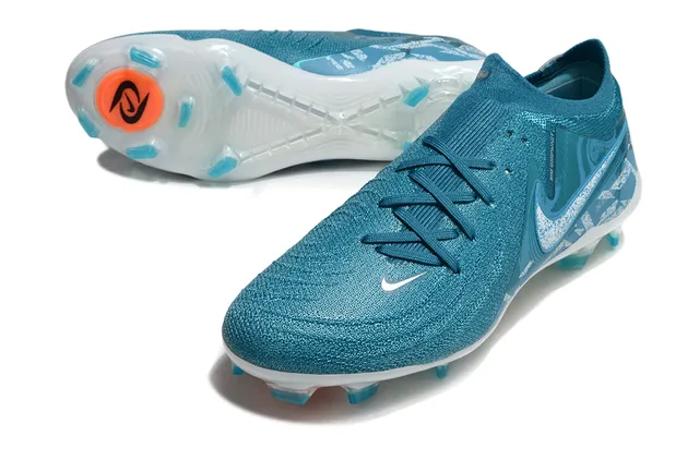 Nike Phantom GT Blue Transparent Knit Upper Asymmetric Lacing Firm-Ground Soccer Shoes 4