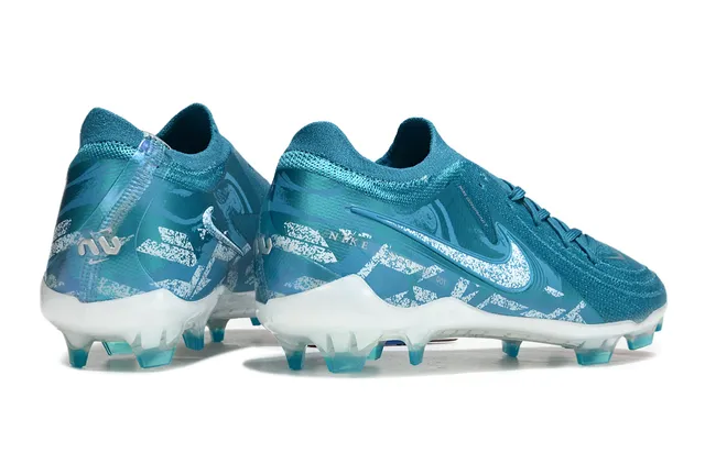 Nike Phantom GT Blue Transparent Knit Upper Asymmetric Lacing Firm-Ground Soccer Shoes 5