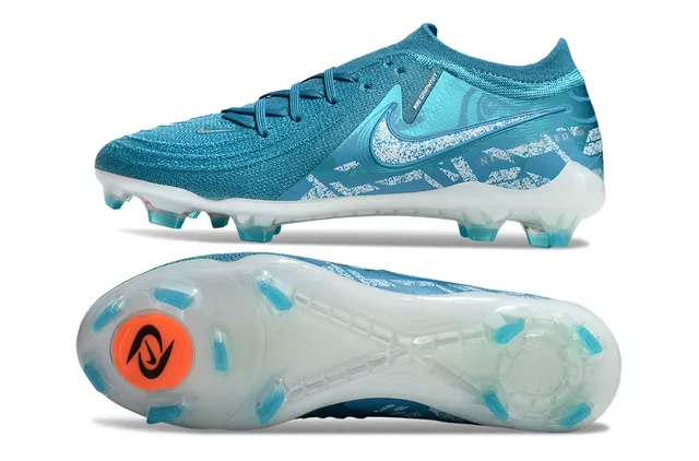 Nike Phantom GT Blue Transparent Knit Upper Asymmetric Lacing Firm-Ground Soccer Shoes 6