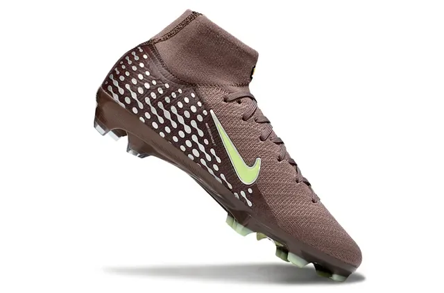 Chaussures de football Nike Phantom GT Marron et Vert Lime pour terrain ferme 2