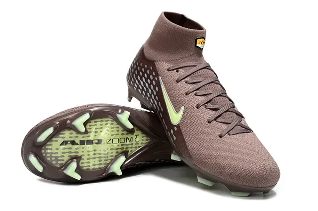 Chaussures de football Nike Phantom GT Marron et Vert Lime pour terrain ferme 4