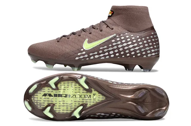 Chaussures de football Nike Phantom GT Marron et Vert Lime pour terrain ferme 6