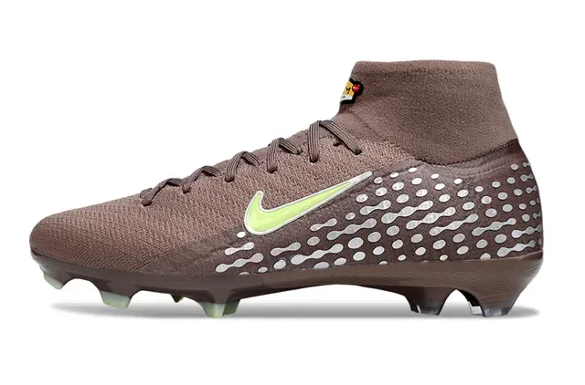 Chaussures de football Nike Phantom GT Marron et Vert Lime pour terrain ferme 7