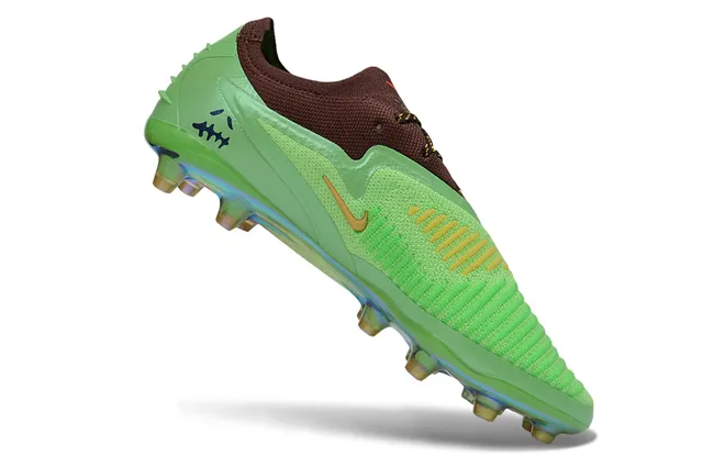 Nike Phantom GT Green Brown Knit Upper Iridescent Sole Plate Firm-Ground Soccer Shoes 2