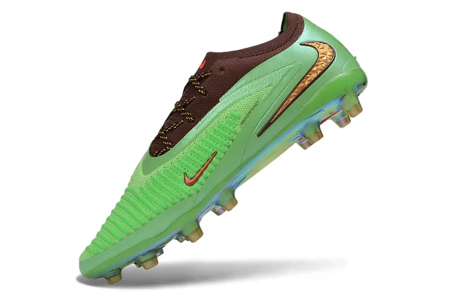 Nike Phantom GT Green Brown Knit Upper Iridescent Sole Plate Firm-Ground Soccer Shoes 3