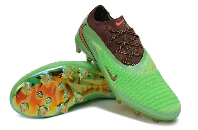 Nike Phantom GT Green Brown Knit Upper Iridescent Sole Plate Firm-Ground Soccer Shoes 4