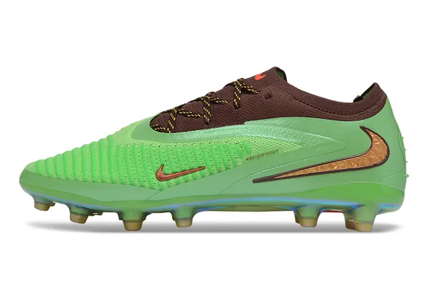 Nike Phantom GT Green Brown Knit Upper Iridescent Sole Plate Firm-Ground Soccer Shoes 7