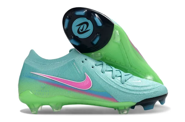 Nike Phantom GT Green Pink Knit Upper Gradient Colorway Firm-Ground Soccer Shoes 1