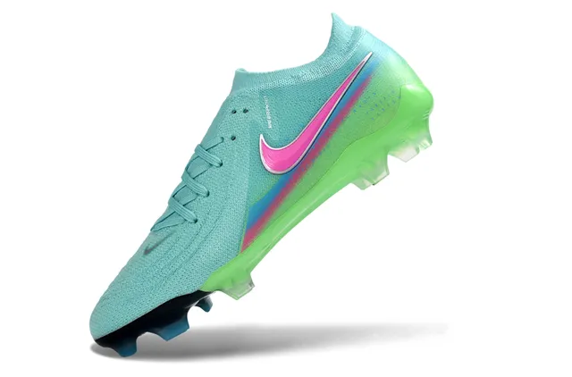 Nike Phantom GT Green Pink Knit Upper Gradient Colorway Firm-Ground Soccer Shoes 3
