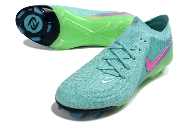 Nike Phantom GT Green Pink Knit Upper Gradient Colorway Firm-Ground Soccer Shoes 4