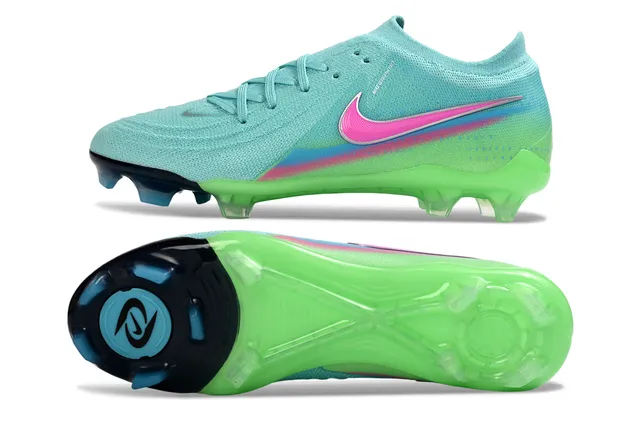 Nike Phantom GT Green Pink Knit Upper Gradient Colorway Firm-Ground Soccer Shoes 6