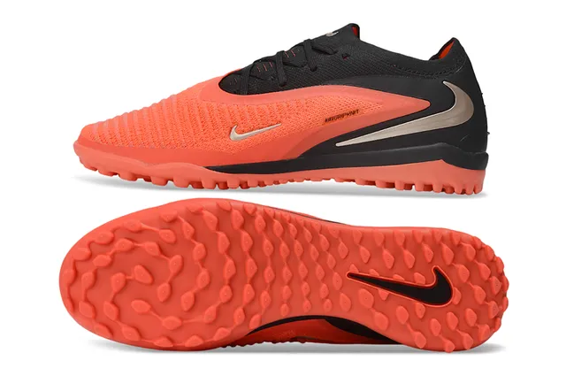 Nike Phantom GT Chaussures de football avec upper en tricot orange noir, lacets asymétriques pour turf 6