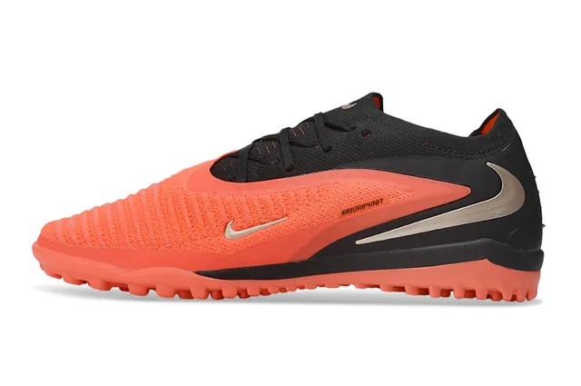 Nike Phantom GT Chaussures de football avec upper en tricot orange noir, lacets asymétriques pour turf 7