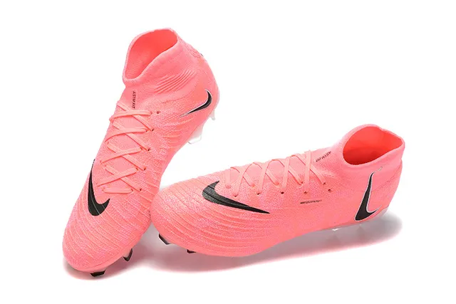 Nike Phantom GT Pink Black High-Cut Knit Upper Textured Synthetic Overlay Firm-Ground Soccer Shoes 3