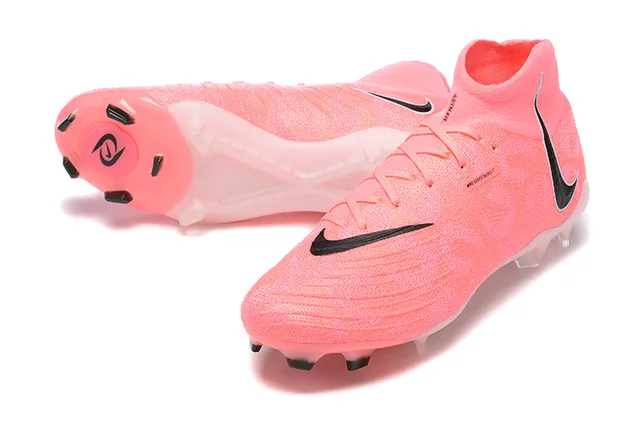 Nike Phantom GT Pink Black High-Cut Knit Upper Textured Synthetic Overlay Firm-Ground Soccer Shoes 7