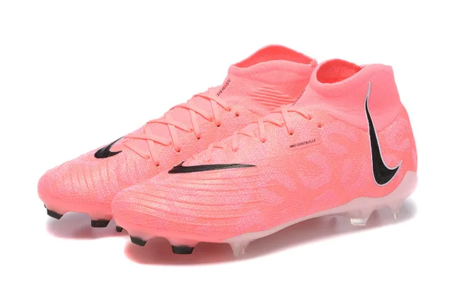 Nike Phantom GT Pink Black High-Cut Knit Upper Textured Synthetic Overlay Firm-Ground Soccer Shoes 8