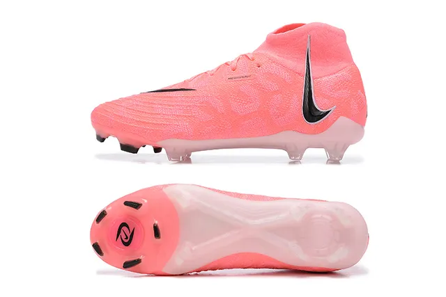 Nike Phantom GT Pink Black High-Cut Knit Upper Textured Synthetic Overlay Firm-Ground Soccer Shoes 9