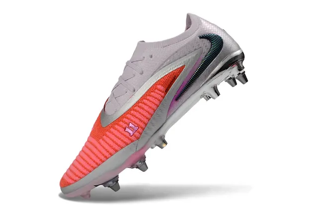 Nike Phantom GT أحذية كرة القدم منخفضة القطع قماش نايت وردي أحمر Swoosh قزحي الألوان أرض صلبة 3