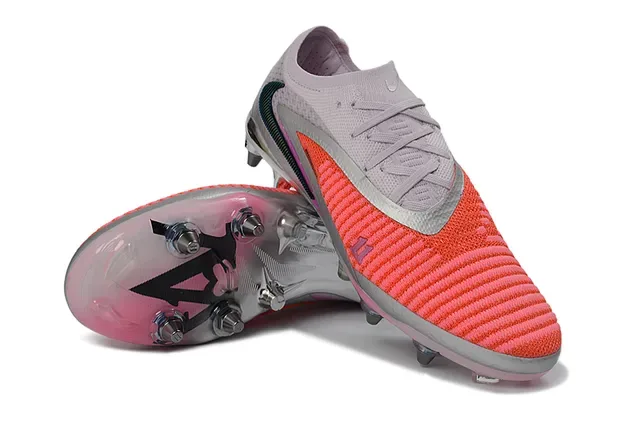 Nike Phantom GT أحذية كرة القدم منخفضة القطع قماش نايت وردي أحمر Swoosh قزحي الألوان أرض صلبة 4