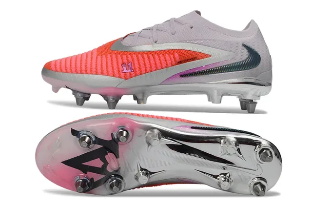Nike Phantom GT أحذية كرة القدم منخفضة القطع قماش نايت وردي أحمر Swoosh قزحي الألوان أرض صلبة 6