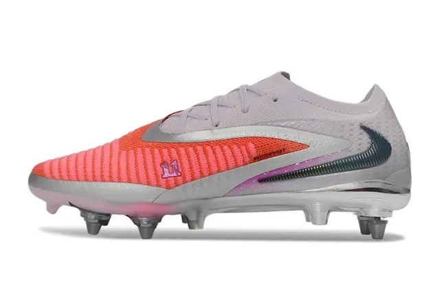 Nike Phantom GT أحذية كرة القدم منخفضة القطع قماش نايت وردي أحمر Swoosh قزحي الألوان أرض صلبة 7