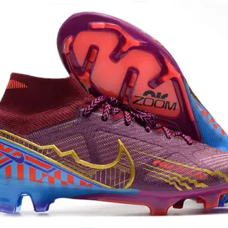 Nike Phantom GT Purple Blue High-Cut Sock-Fit Collar Translucent Sole Firm-Ground Soccer Shoes