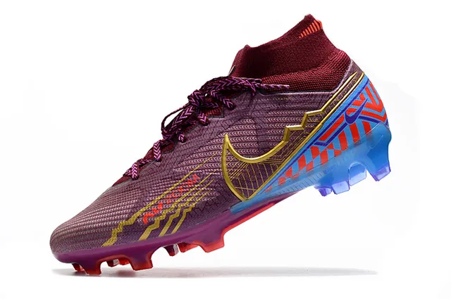 Nike Phantom GT Violet Bleu Haut-coupé Col de chaussette Sola translucide Terrain ferme Chaussures de football 4